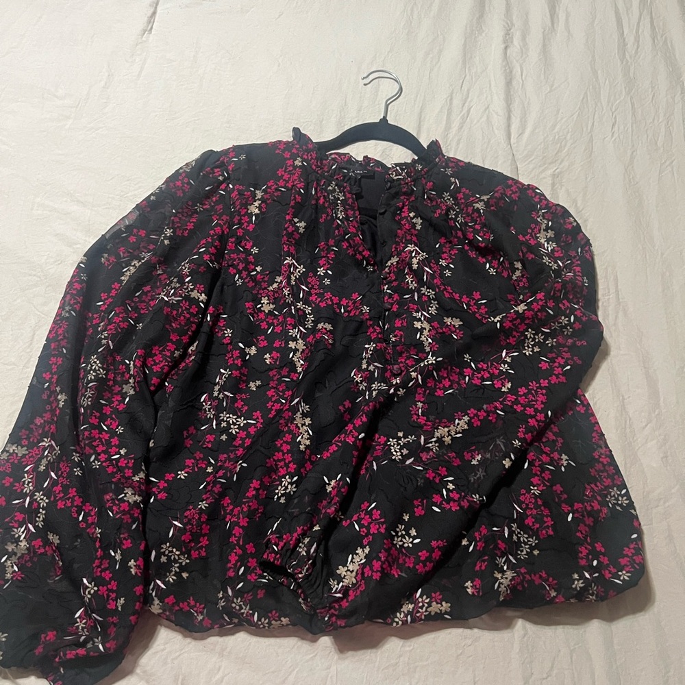 Floral Black and Pink Women's Blouse